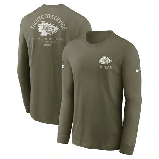 Kansas City Chiefs Olive 2025 Salute to Service Sideline Long Sleeve T-Shirt