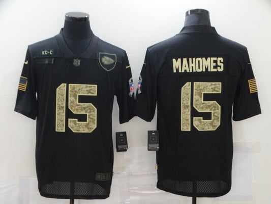 Kansas City Chiefs #15 Patrick Mahomes II 20 Salute Camo Text 603