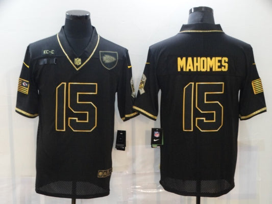 Kansas City Chiefs #15 Patrick Mahomes II 20 Salute Retro Gold 681