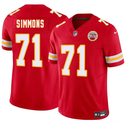Kansas City Chiefs #71 Josh Simmons Red 2025 Draft F.U.S.E. Vapor Untouchable