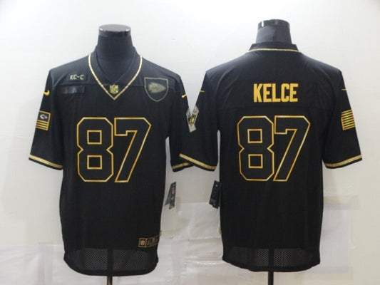 Kansas City Chiefs #87 Travis Kelce 20 Salute Retro Gold 739