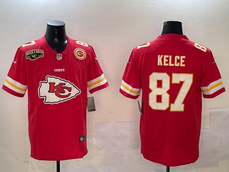 Kansas City Chiefs #87 Travis Kelce Chiefs Big Logo Style 1