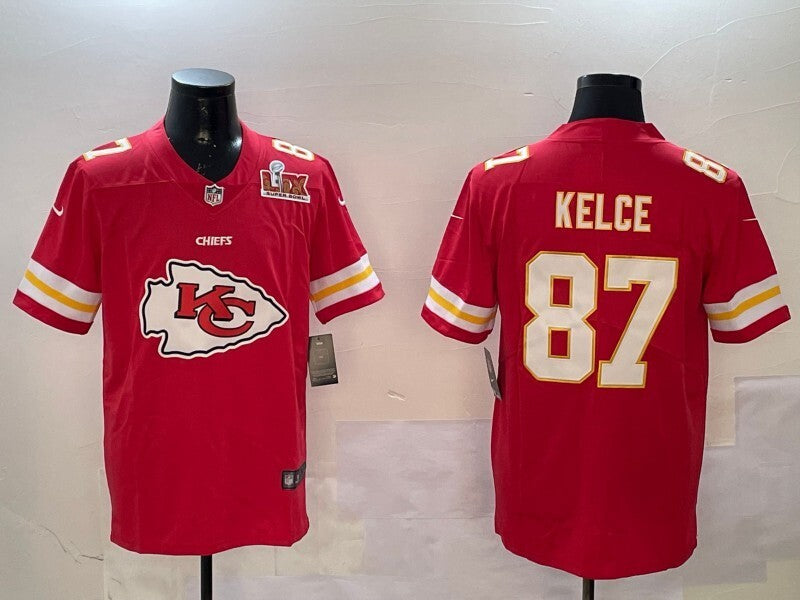 Kansas City Chiefs #87 Travis Kelce Chiefs Big Logo Style 2