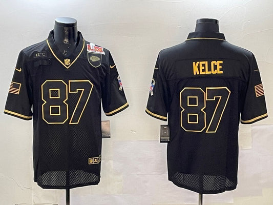 Kansas City Chiefs #87 Travis Kelce Chiefs Gold Text