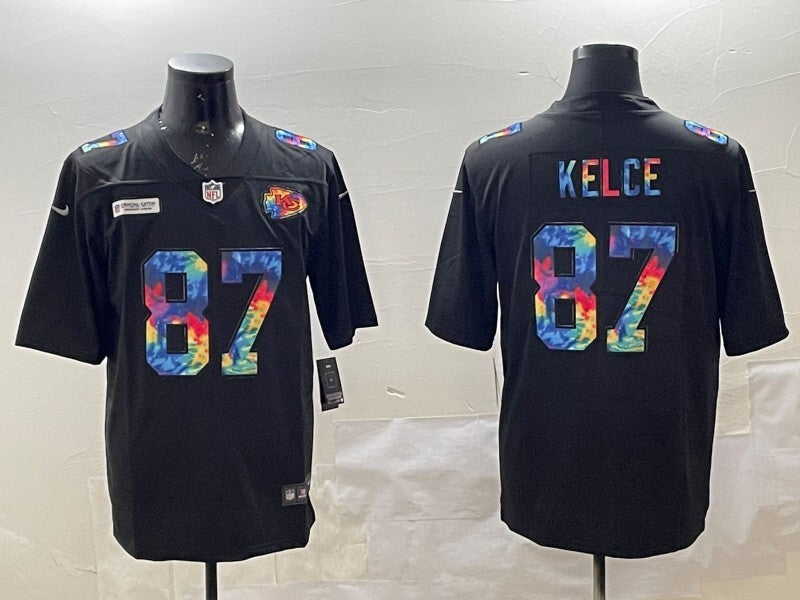 Kansas City Chiefs #87 Travis Kelce Chiefs Rainbow