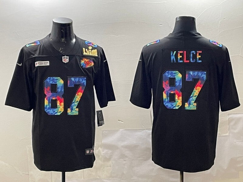 Kansas City Chiefs #87 Travis Kelce Chiefs Rainbow Style 1