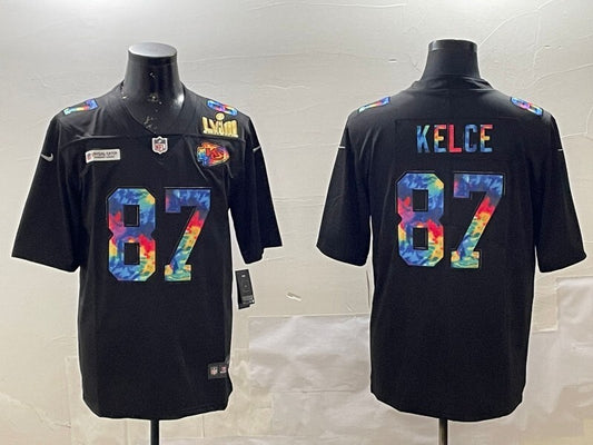Kansas City Chiefs #87 Travis Kelce Chiefs Rainbow Style 1