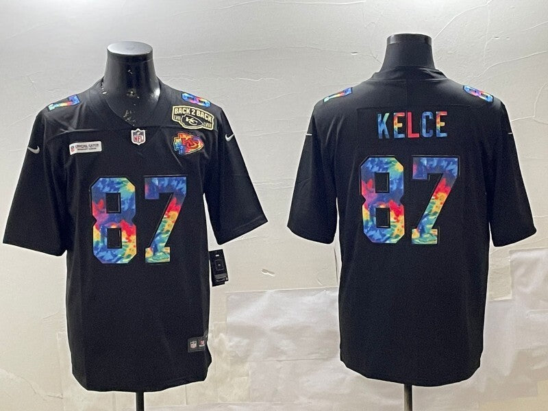 Kansas City Chiefs #87 Travis Kelce Chiefs Rainbow Style 3