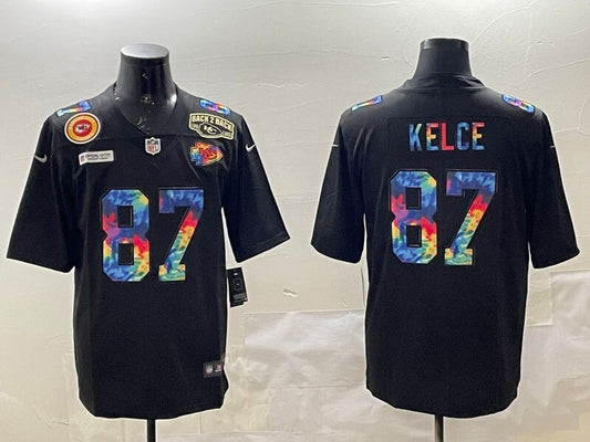 Kansas City Chiefs #87 Travis Kelce Chiefs Rainbow Style 4
