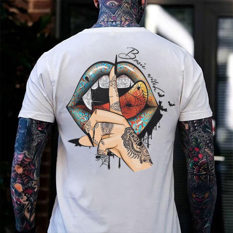 Keep Silence Gothic Style Lips Print Men's T-shirt Hoodie, Sweatshirt | InkThreadWorks.com