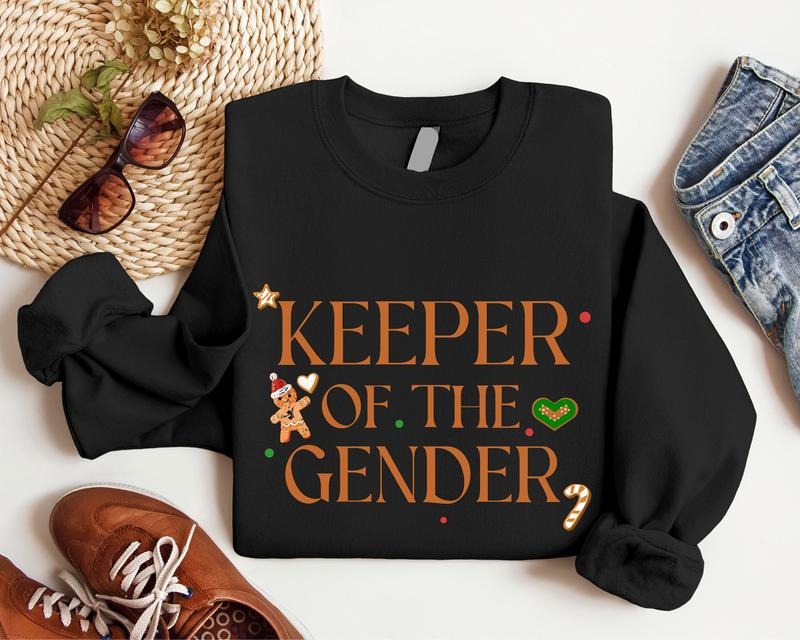 Keeper Of The Gender Christmas Sweatshirt, Matching Family Gender Reveal Hoodie, Christmas Sweater For Pregnancy...