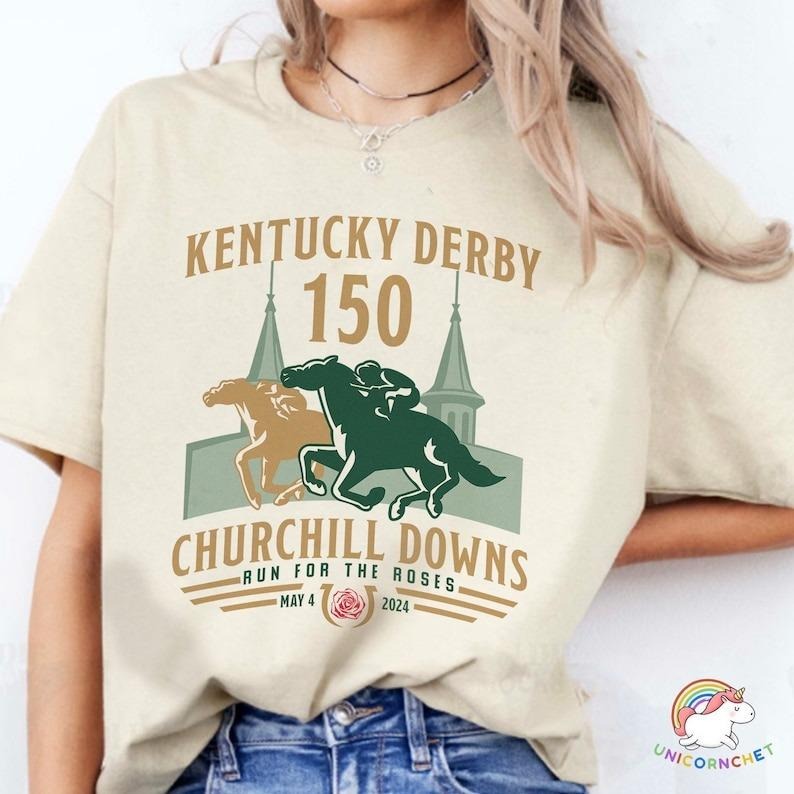 Kentucky Derby Churchill Downs 2024 Shirt, Run For The Roses Tee, 150th Kentucky Horse Racing Gift, KY Derby Horse Racing...
