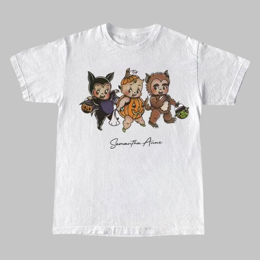 Kewpie Halloween Trick Or Treating T-Shirts, Retro Pumpkin Bat T Shirt, Kewpie Tshirt, Halloween Tshirt, Love Kewpie,  Meme Cringe Funny Dumb Shirts, Retro Funny Kewpie Tee, Kewpie Lovers Gift, Gift For Men, Gift For Women