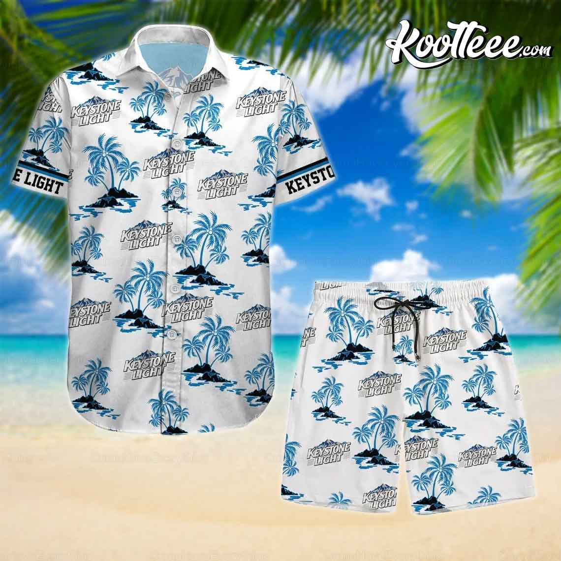 Keystone Light Beer Hawaiian Shirt And Shorts