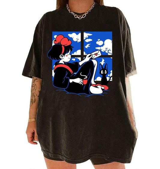 Kiki's Delivery Service Shirt, Kiki Shirt, Jiji Shirt, Studio Ghibli Shirt, Ghibli Cartoon Shirt Hoodie, Sweatshirt