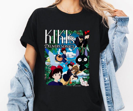 Kiki's Delivery Service Tshirt, Jiji and Kiki Shirt, Studio Ghibli Sweatshirt, Hayao Miyazaki, Anime Fan