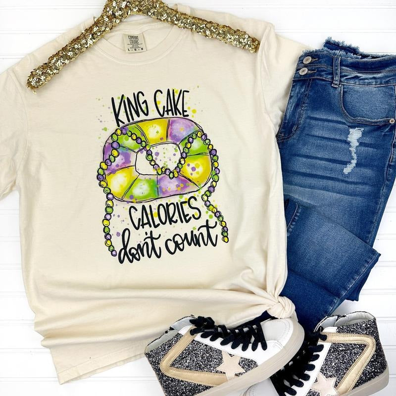 King Cake Calories Comfort Colors T-Shirt Hoodie, Sweatshirt | InkThreadWorks.com