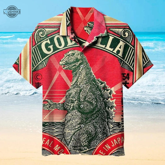 King Of Monster Toho Godzilla Hawaiian Shirt And Shorts Godzilla Button Up Shirt Godzilla Shirt NEW