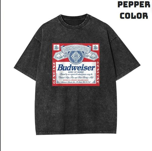 King of Beers Bud Garment-dye Tees, Graphic Tee Shirt, Unisex T-Shirt, Gift For Fan, Him, Her, Crewneck Short Sleeve Shirt, Shirt Trending Top Menswear