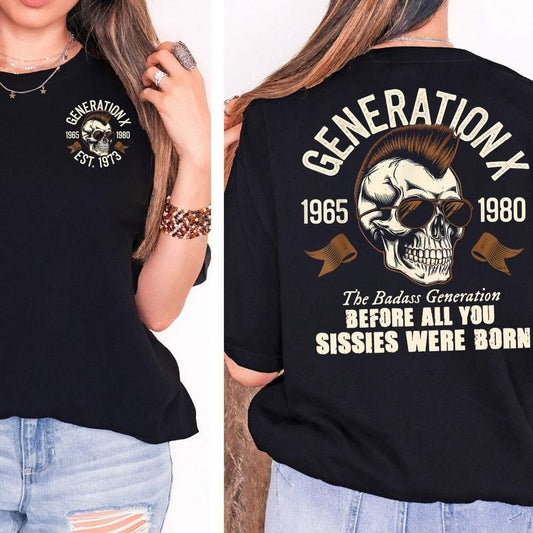 KingZlia Shop Generation X Custom Year T-shirt -Rock Style Funny Shirt 100% Cotton Unisex Comfort Sweatshirt with Classic Collar & Graphic Design - Casual Wear, Fitted Style