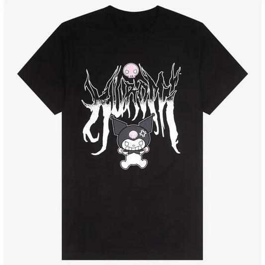Kuromi Heavy Metal Boyfriend Fit Girls T-Shirt Hoodie, Sweatshirt | InkThreadWorks.com