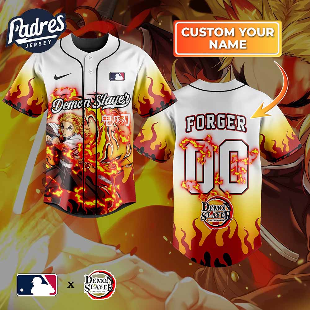 Kyojuro Rengoku Demon Slayer x MLB Personalized Baseball Jersey 2025 - Padres Jersey Oasis: Elevate Your Baseball Style Game