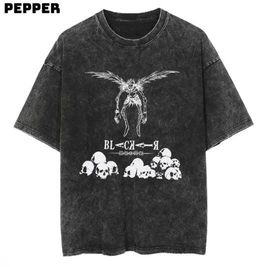 L Ryuzaki Washed Vintage Tee, Anime Shirt, Anime Merch, L Ryuzaki Shirt, L Ryuzaki Merch, Anime Graphic Shirt, Trendy Shirt, Gift For Fan Anime, Gift For Man And Gift For Women Menswear Top Underwear Streetwear Tshirt Tropical