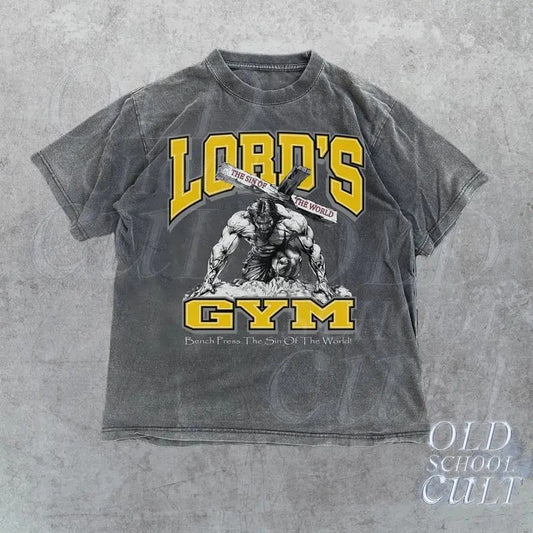 L0rds Gym Vintage 90s Graphic Shirt, Jesus Pump Cover Shirt, Bench Press The Sin Of The World, Christian Gifts Shirt, Retro Gym Wear