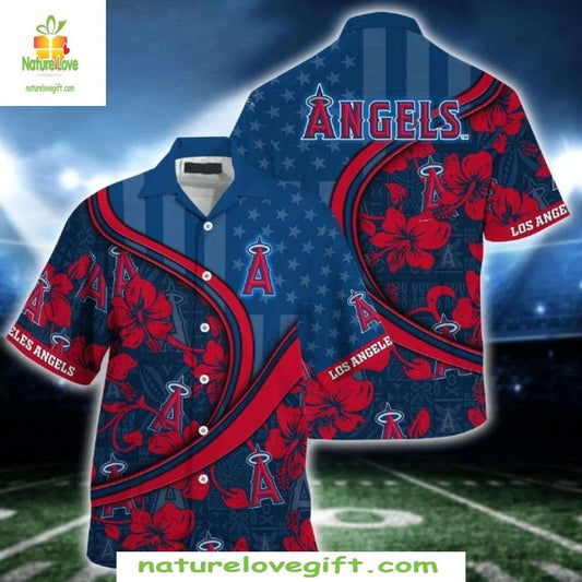 LA Angels Hawaiian Shirt Starry Night Floral Tribute Baseball Apparel
