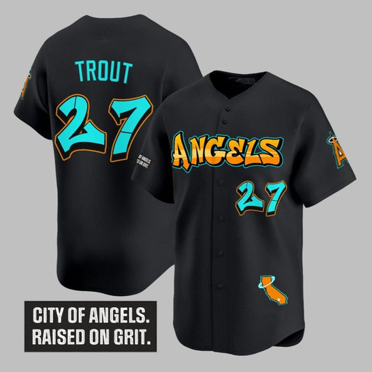 LA Angels Trout Raleigh Graffiti 2025 Jersey - Grishko.com