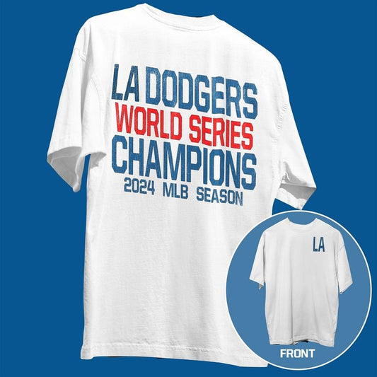LA Baseball Champions Dodger 2024 Men's T-Shirt - Double Sided Tee, 100% Cotton, Max Heavy Weight Blanks - Menswear