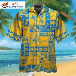 LA Chargers Retro Tile Pattern Island Hawaiian Shirt
