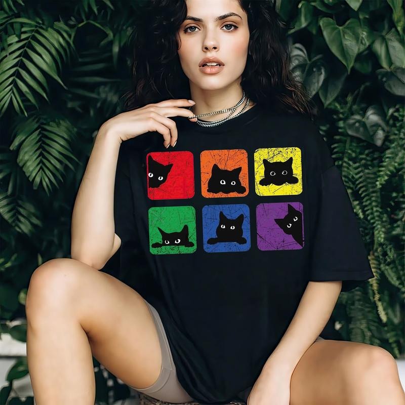 LGBT Ally Cat T Shirt Hoodie Sweater Pride Cat Shirt Pride Parade Shirt Purride Cat Shirt LGBT Flag Shirt Cat Lover Gift...