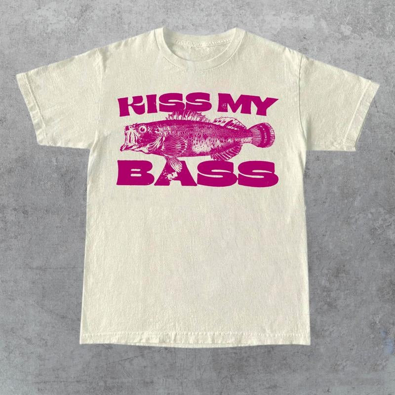 LIMIT EDITON #1 - Kiss My Bass Vintage Style Fishing T-Shirt, Retro Fisher T Shirt, Fisher Gear, Fisher Graphic Shirt, Adult Unisex Relaxed Cotton