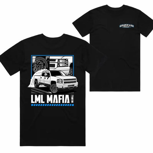 LML Mafia White Truck Tee, Graphic Truck Enthusiasts Shirt, Stylish Car Merch for Automotive Enthusiasts