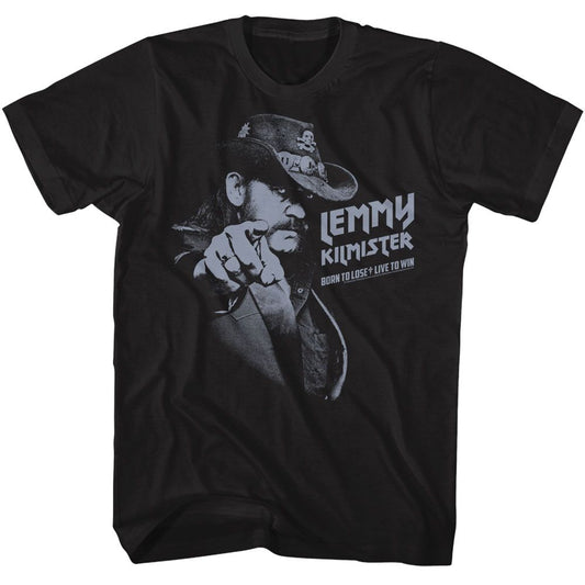 Lemmy - Monochrome Point - American Classics - Solid Black Adult Short Sleeve T-Shirt