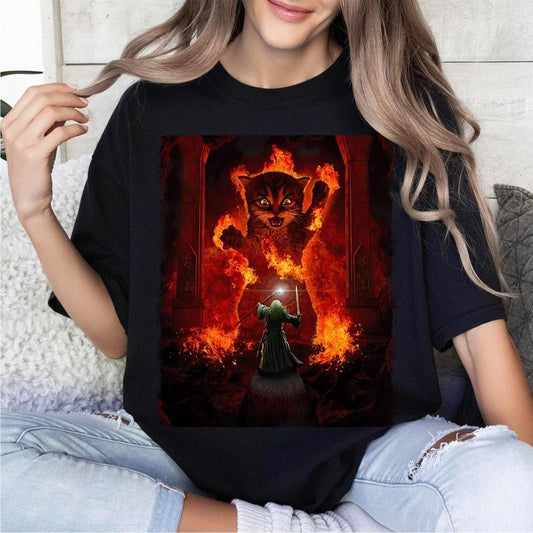 LOTR You Shall Not Pass Gandalf & Cat Funny The Lord of The Rings Vintage Shirt Cotton Top Cotton Top Tee Womenswear
