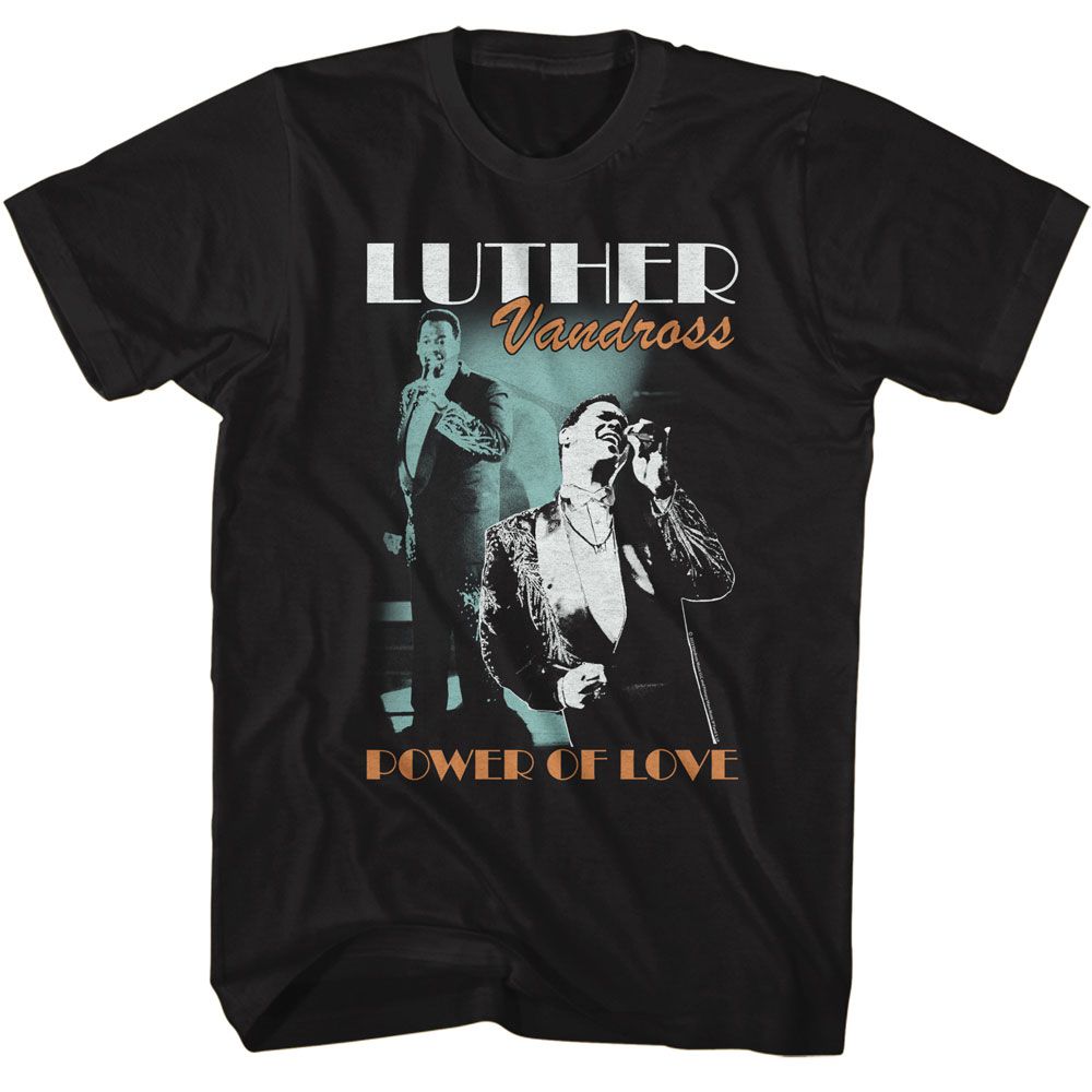 Luther Vandross - Singing On Stage - American Classics - Solid Black Adult Short Sleeve T-Shirt