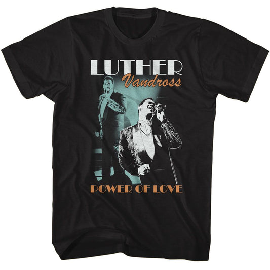 Luther Vandross - Singing On Stage - American Classics - Solid Black Adult Short Sleeve T-Shirt
