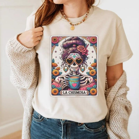 La Chismosa  Lotería Tarot Card Shirt, Mexican Shirt, Spanish Shirt, Catrina T-Shirt, Skeleton Tshirt, Tarot Card  ,...