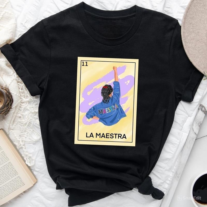 La Maestra Loteria Shirt, La Maestra Sweatshirt, Tarot Card Shirt, For Men, For Women Hoodie | InkThreadWorks.com