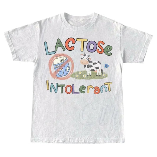 Lactose Intolerant Vintage Graphic T-Shirt, Retro Milk 90s Cute Tee, Funny Shirts For Friends, Y2k Unisex Shirt, 2000s Shirt Gift Menswear Top Underwear Tshirt