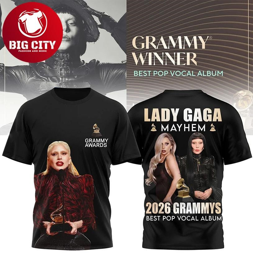 Lady Gaga Mayhem 2026 Grammy Winner Best Pop Vocal Album Two Sided Shirt