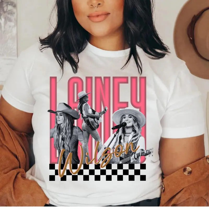 Lainey Willson Country Western Checkered Neon Sweatshirt, Retro Country Lainey Unisex Tee Hoodie | InkThreadWorks.com