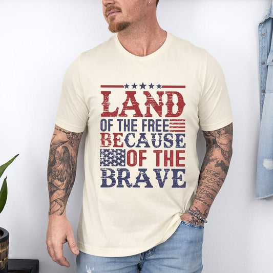 Land of the free because my daddy is brave Shirt, dad Shirt, father Shirt, dad America Shirt, Retro America Shirt, 4th Of...