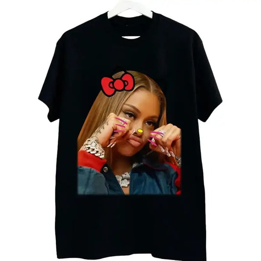 Lattooo Kitty Red Tee Cotton Fabric Hoodie, Sweatshirt | InkThreadWorks.com