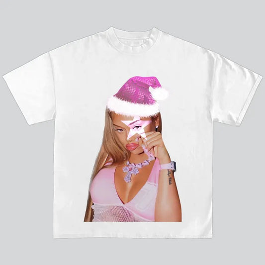 Lattto Pink Super Star Graphic T-Shirt The Queen of Da Souf Santa Merry Christmas