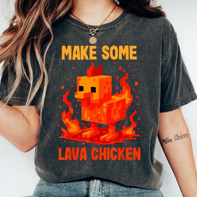 Lava Chicken Miners Meme Steve Pixel Gaming Boys Game T-shirt, Minecraft Movie Sweatshirt