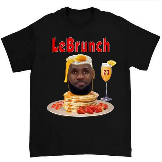 LeBrunch Funny LeBron Pancake Tee Highlighting Brunch Parody and Washed Streetwear Style Hoodie, Sweatshirt