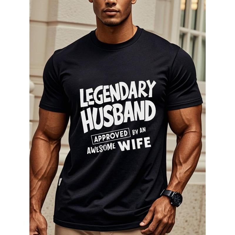 [Legendary Husband Tee] Legendary Husband T Shirt - Moisture-Wicking, Breathable, Weekend Casual, Crew Neck Graphic Tee for Men Made in USA